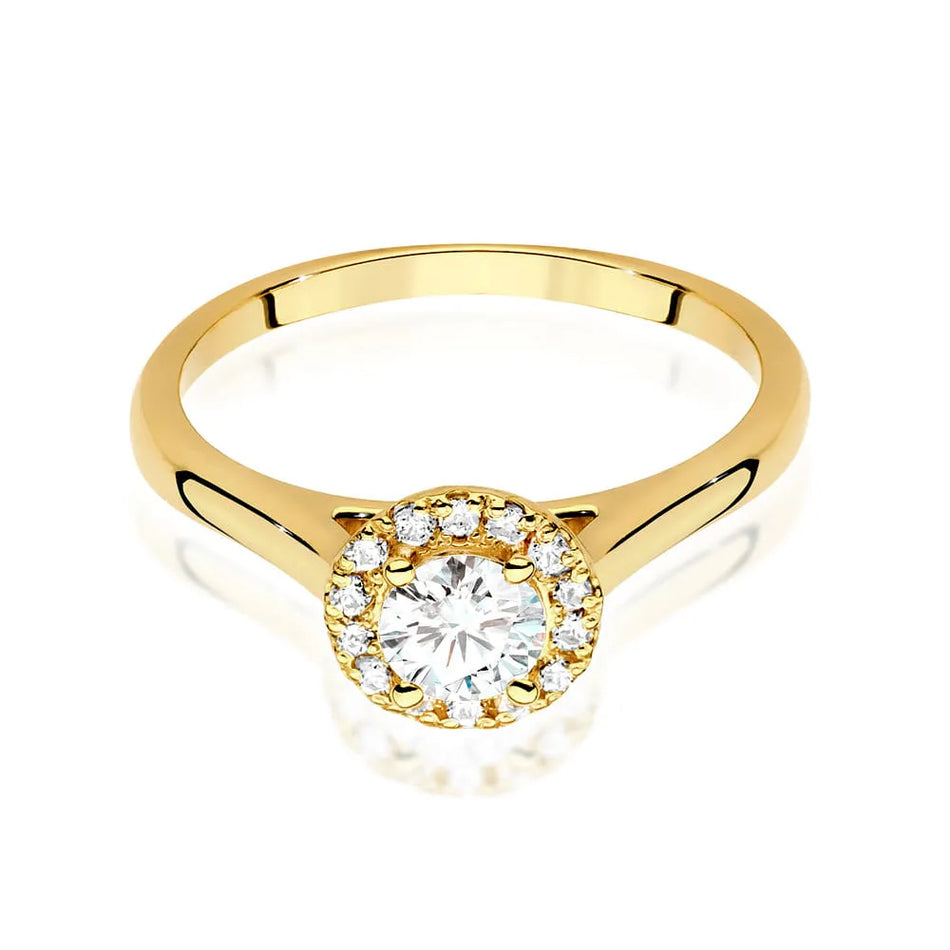 Gold 14k(585) ring with 0,40ct diamond and side diamonds 0,12ct.  Perfect for a gift.
