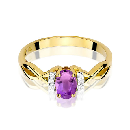 14k (585) Gold Ring | 0.40ct  Amethyst and 0.052ct Diamonds | GREMARI Jewelry
