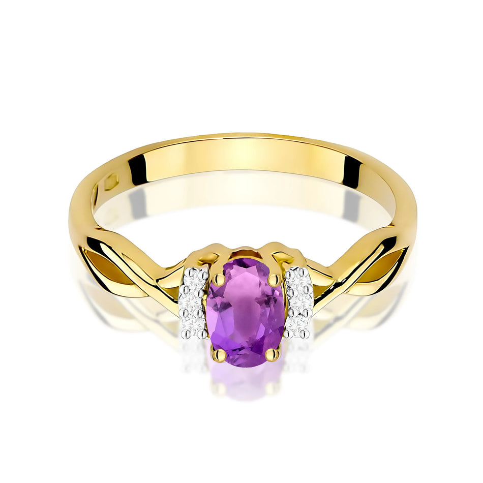 14k (585) Gold Ring | 0.40ct  Amethyst and 0.052ct Diamonds | GREMARI Jewelry
