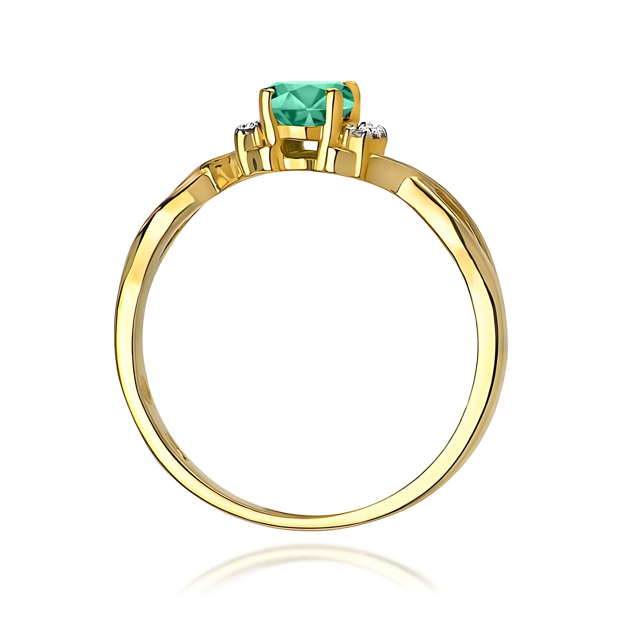 14k (585) Gold Ring | 0.40ct Emerald and 0.052ct Diamonds | GREMARI Jewelry
