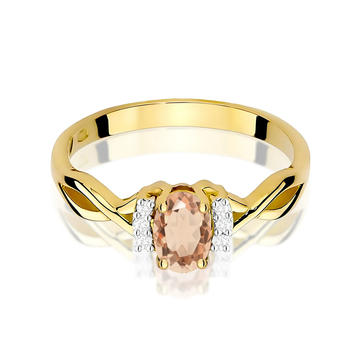 14k (585) Gold Ring | 0.40ct Morganite and 0.052ct Diamonds | GREMARI Jewelry
