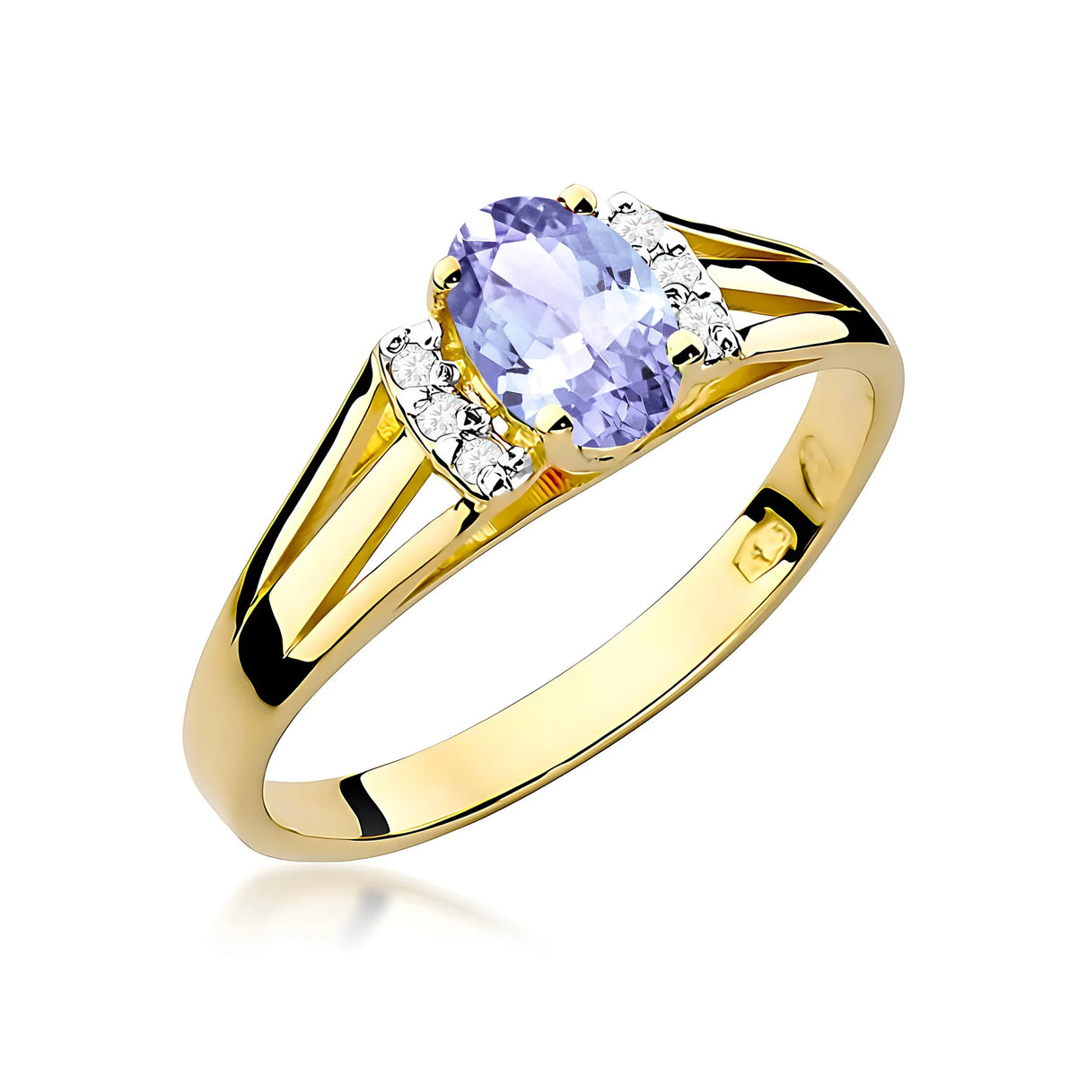 14k (585) Gold Ring | 0.40ct Tansanit and 0.052ct Diamonds | GREMARI Jewelry