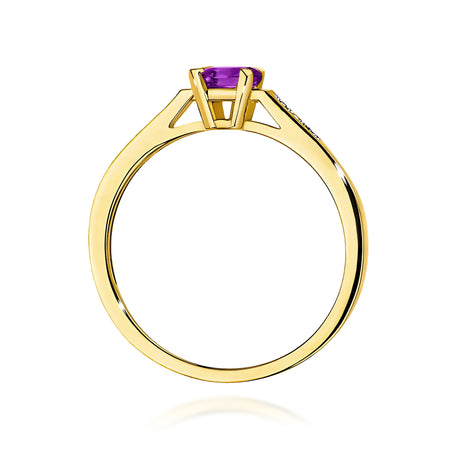 14k (585) Gold Rings | 0.50ct Amethyst and 0.04ct Diamonds | GREMARI Jewelry
