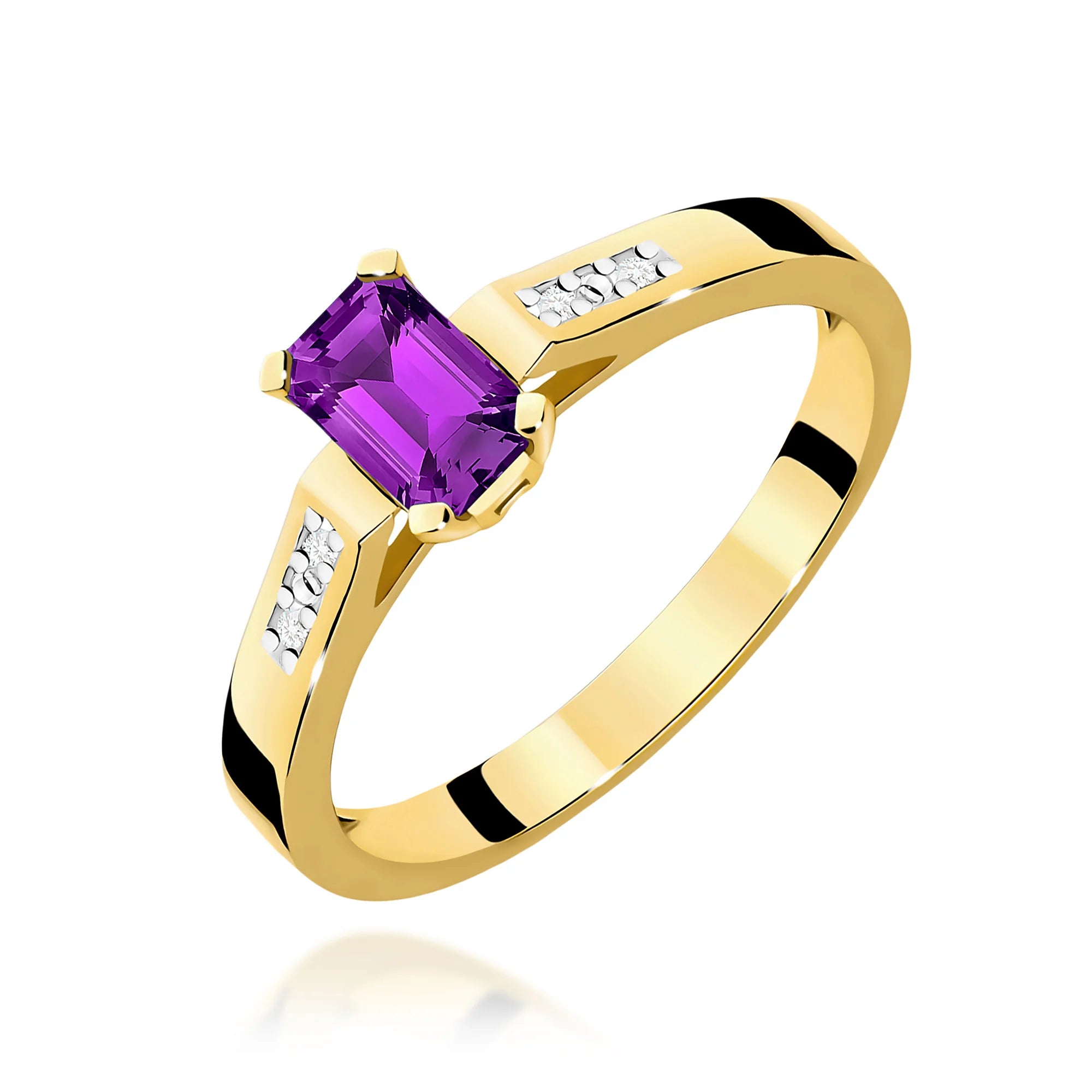 14k (585) Gold Rings | 0.50ct Amethyst and 0.04ct Diamonds | GREMARI Jewelry