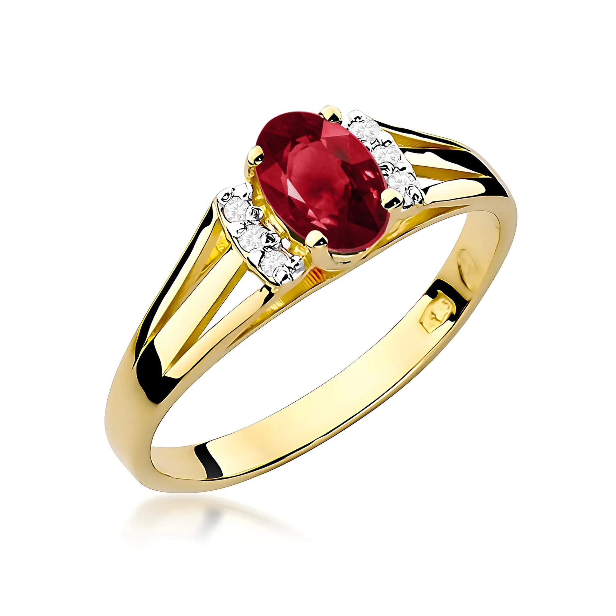 14k (585) Gold Ring | 0.50ct Garnet and 0.052ct Diamonds | GREMARI Jewelry
