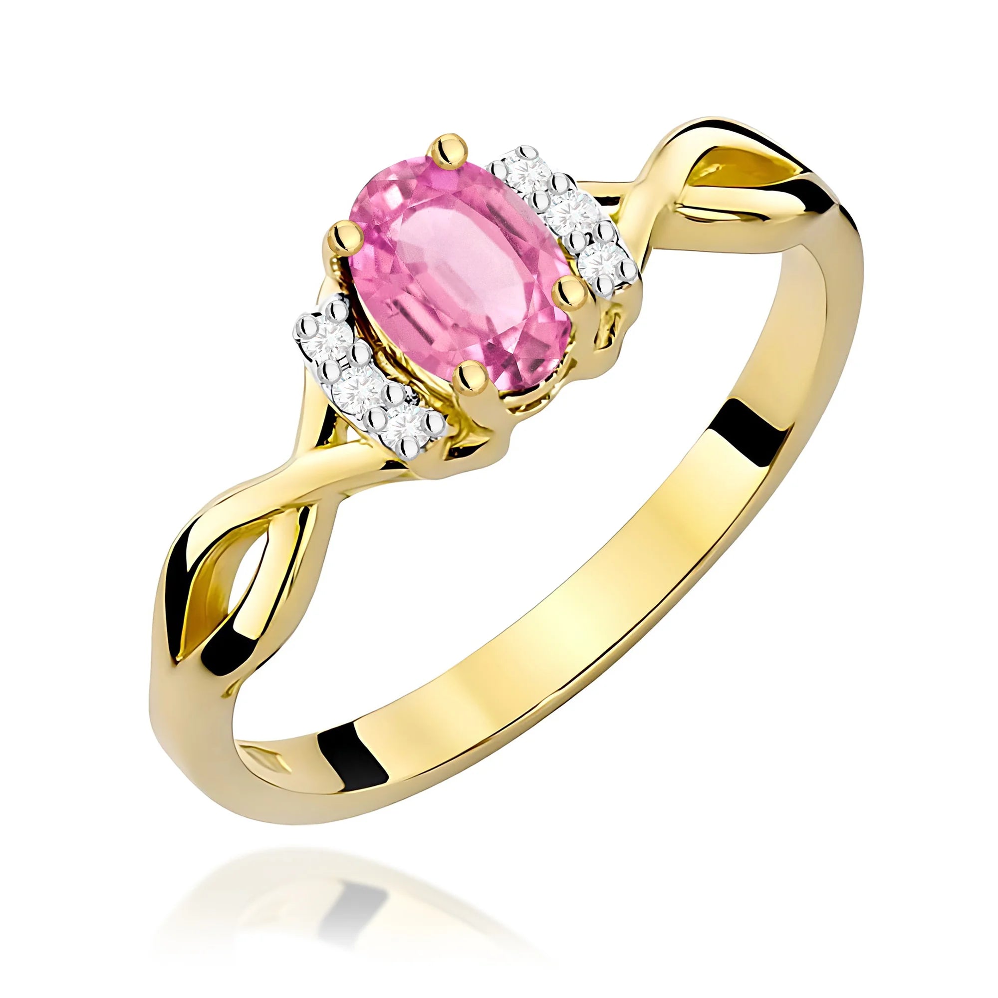 14k (585) Gold Ring | 0.50ct Pink Topaz and 0.052ct Diamonds | GREMARI Jewelry
