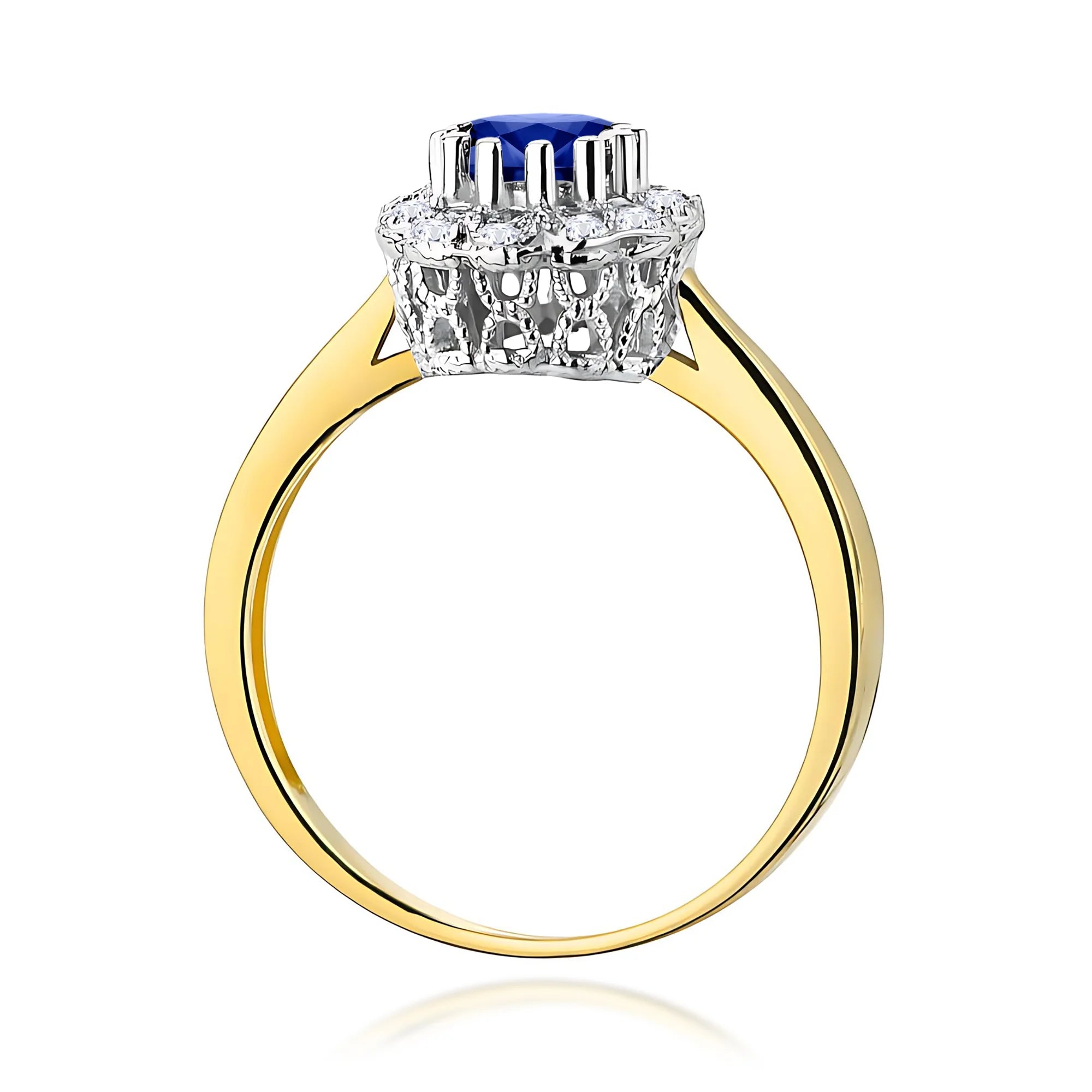 14k (585) Gold Ring | 0.50ct Sapphire and 0.174ct Diamonds | GREMARI Jewelry
