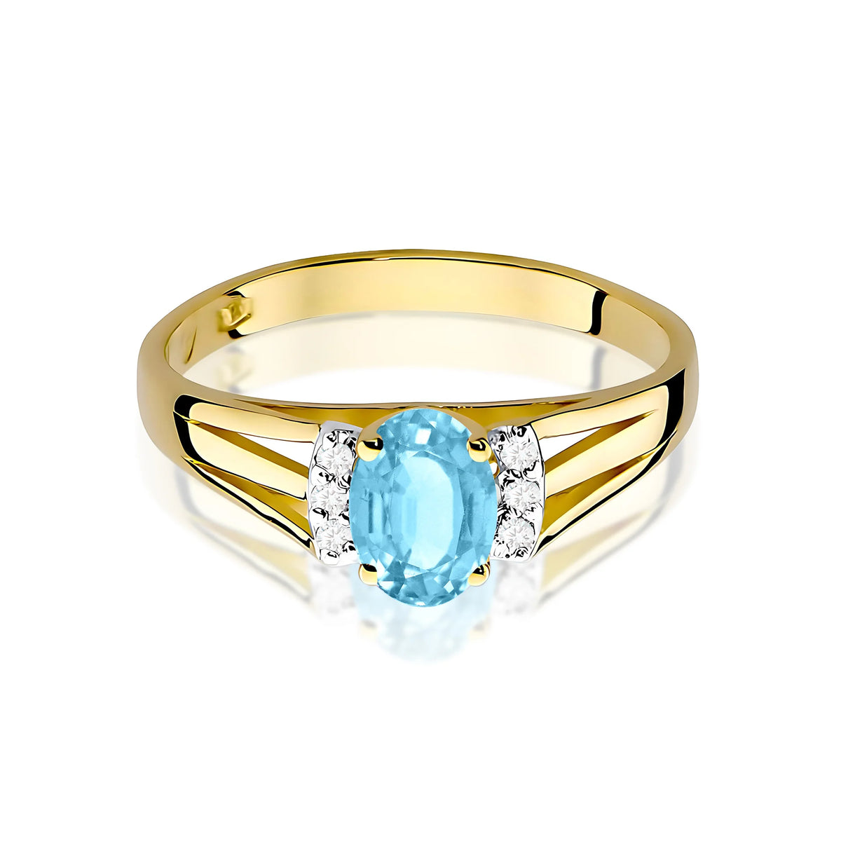 14k (585) Gold Ring | 0.50ct Topaz and 0.052ct Diamonds | GREMARI Jewelry
