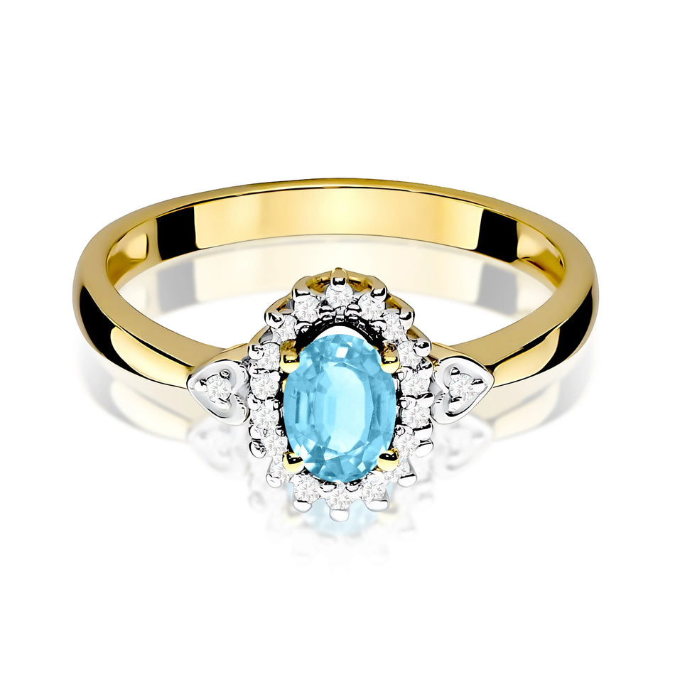 14K (585) Gold Ring | 0.50ct Topaz and 0.10ct Diamonds | GREMARI Jewelry
