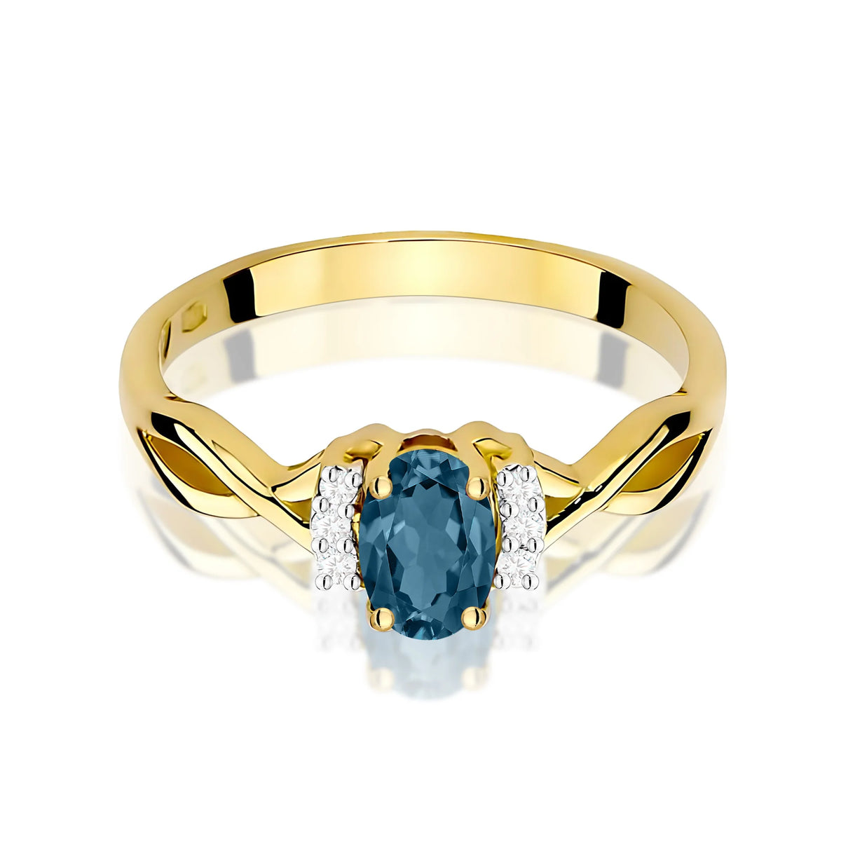 14k (585) Gold Ring | 0.50ct Topaz London Blue and 0.052ct Diamonds | GREMARI Jewelry
