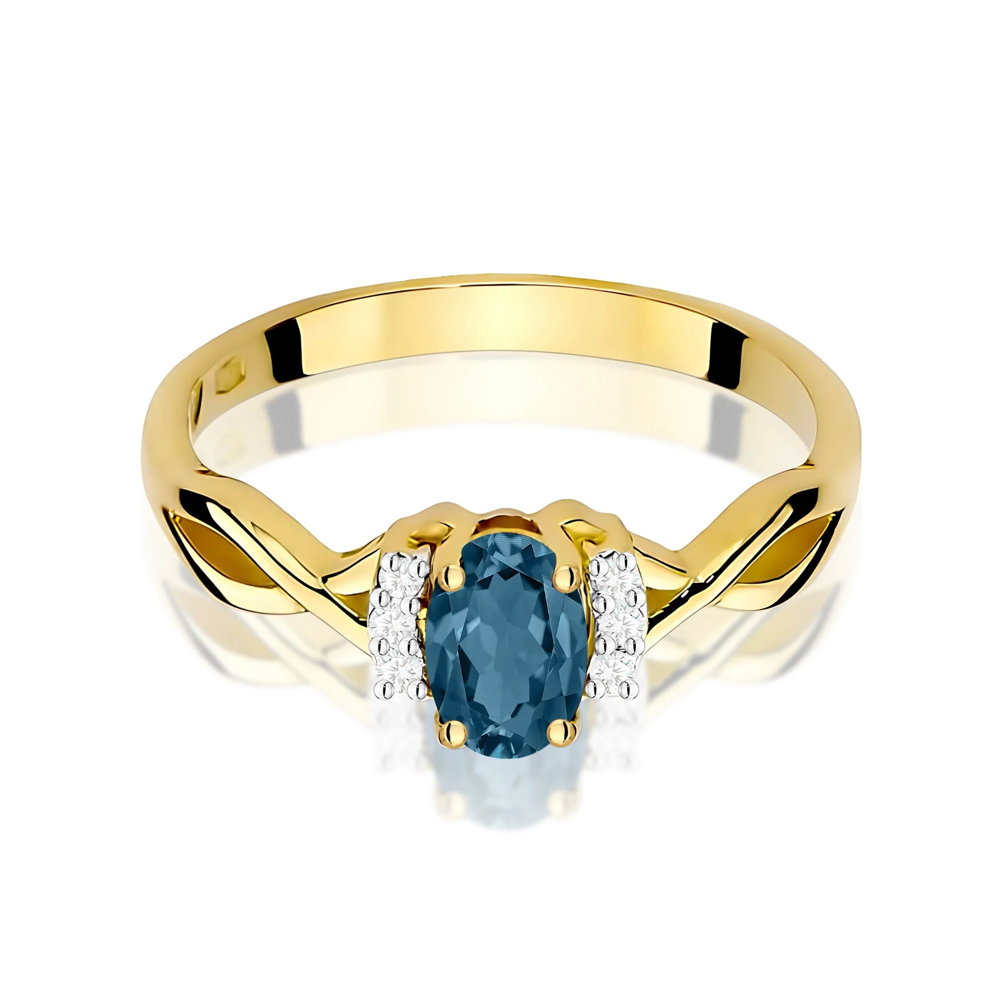 14k (585) Gold Ring | 0.50ct Topaz London Blue and 0.052ct Diamonds | GREMARI Jewelry
