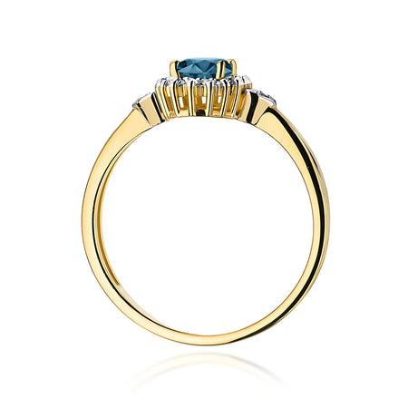 14K (585) Gold Ring | 0.50ct Topaz London Blue and 0.10ct Diamonds| GREMARI Jewelry