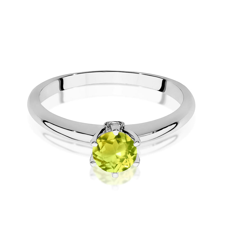 14k Gold (585) Ring | 0.60ct Olivine & 0.04ct Diamonds | GREMARI Jewelry