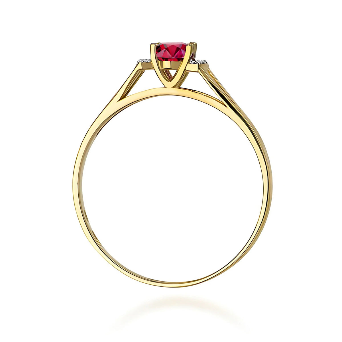 14k (585) Gold Ring | 0.60ct Ruby and 0.052ct Diamonds | GREMARI Jewelry
