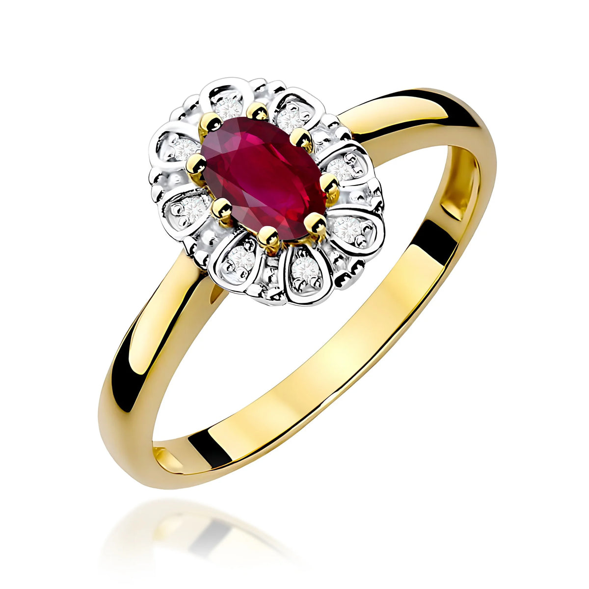 14k (585) Gold Ring | 0.60ct Ruby and 0.069ct Diamonds | GREMARI Jewelry
