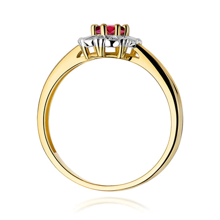 14k (585) Gold Ring | 0.60ct Ruby and 0.069ct Diamonds | GREMARI Jewelry
