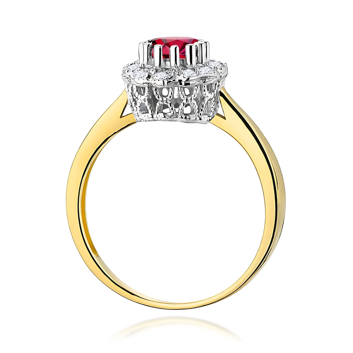 14k (585) Gold Ring | 0.60ct Ruby and 0.174ct Diamonds | GREMARI Jewelry
