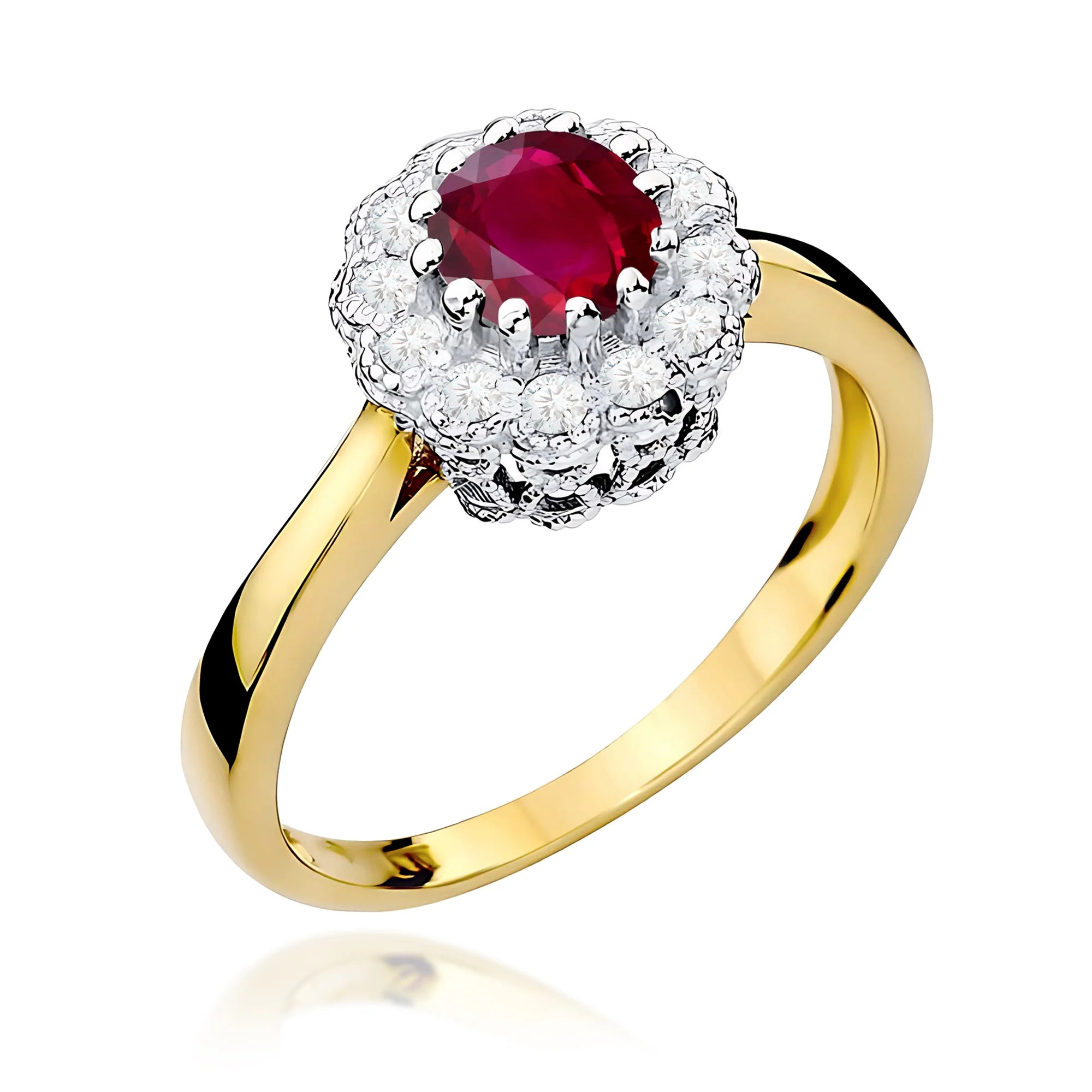 14k (585) Gold Ring | 0.60ct Ruby and 0.174ct Diamonds | GREMARI Jewelry
