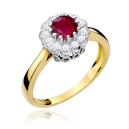 14k (585) Gold Ring | 0.60ct Ruby and 0.174ct Diamonds | GREMARI Jewelry
