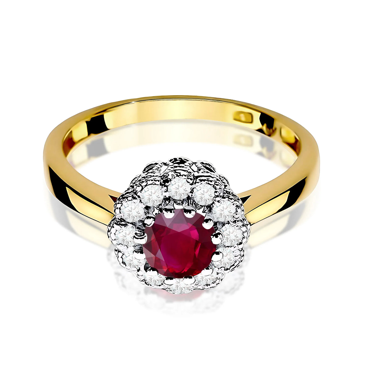 14k (585) Gold Ring | 0.60ct Ruby and 0.174ct Diamonds | GREMARI Jewelry

