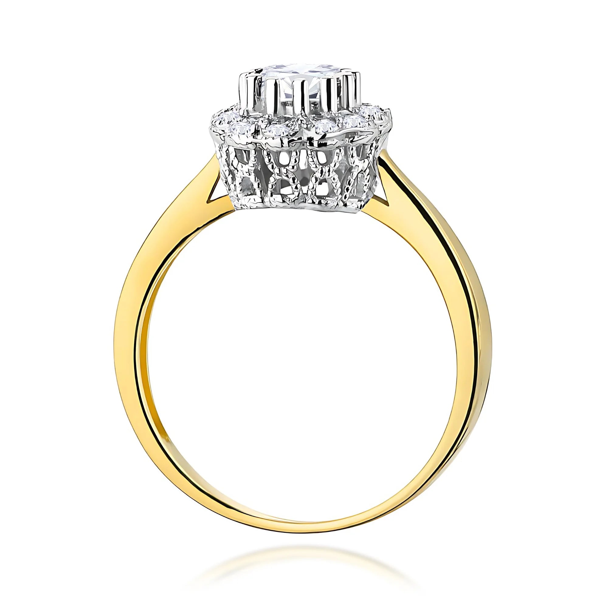 14k (585) Gold Ring | 0.60ct White sapphire and 0.174ct Diamonds | GREMARI Jewelry