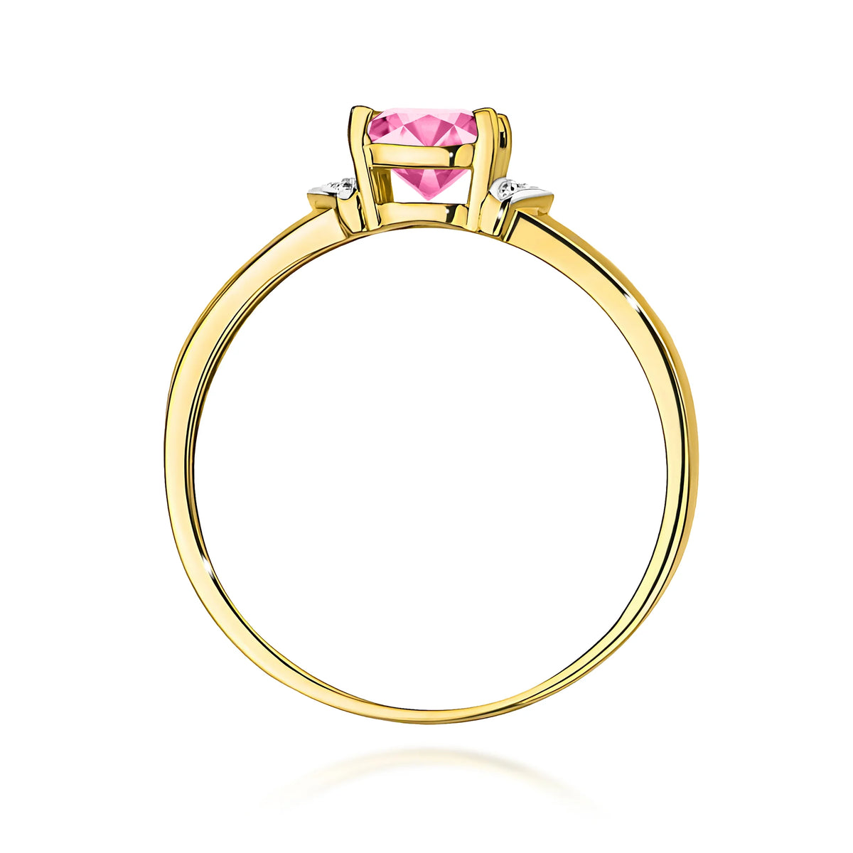 14k Gold (585) Ring | 0.65ct Pink Topaz & 0.01ct Diamonds | GREMARI Jewelry