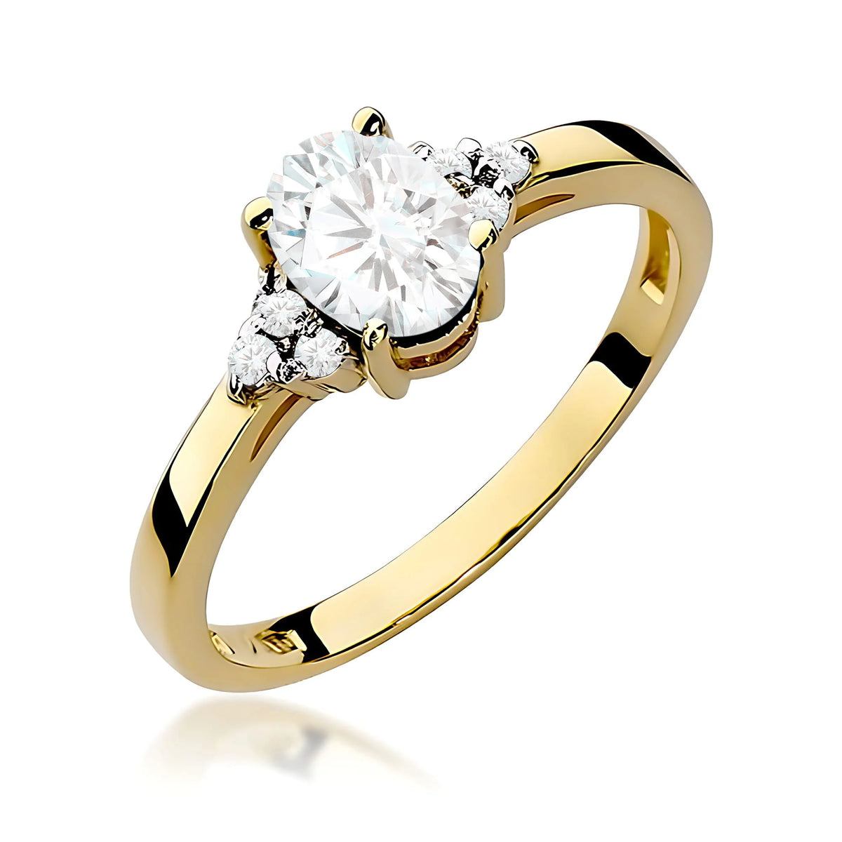 Ring aus 14-karätigem (585) Gold mit 0,70 ct und 0,052 ct Labor-Diamanten. Wird in einer eleganten Schachtel geliefert, die sich perfekt als Geschenk eignet.