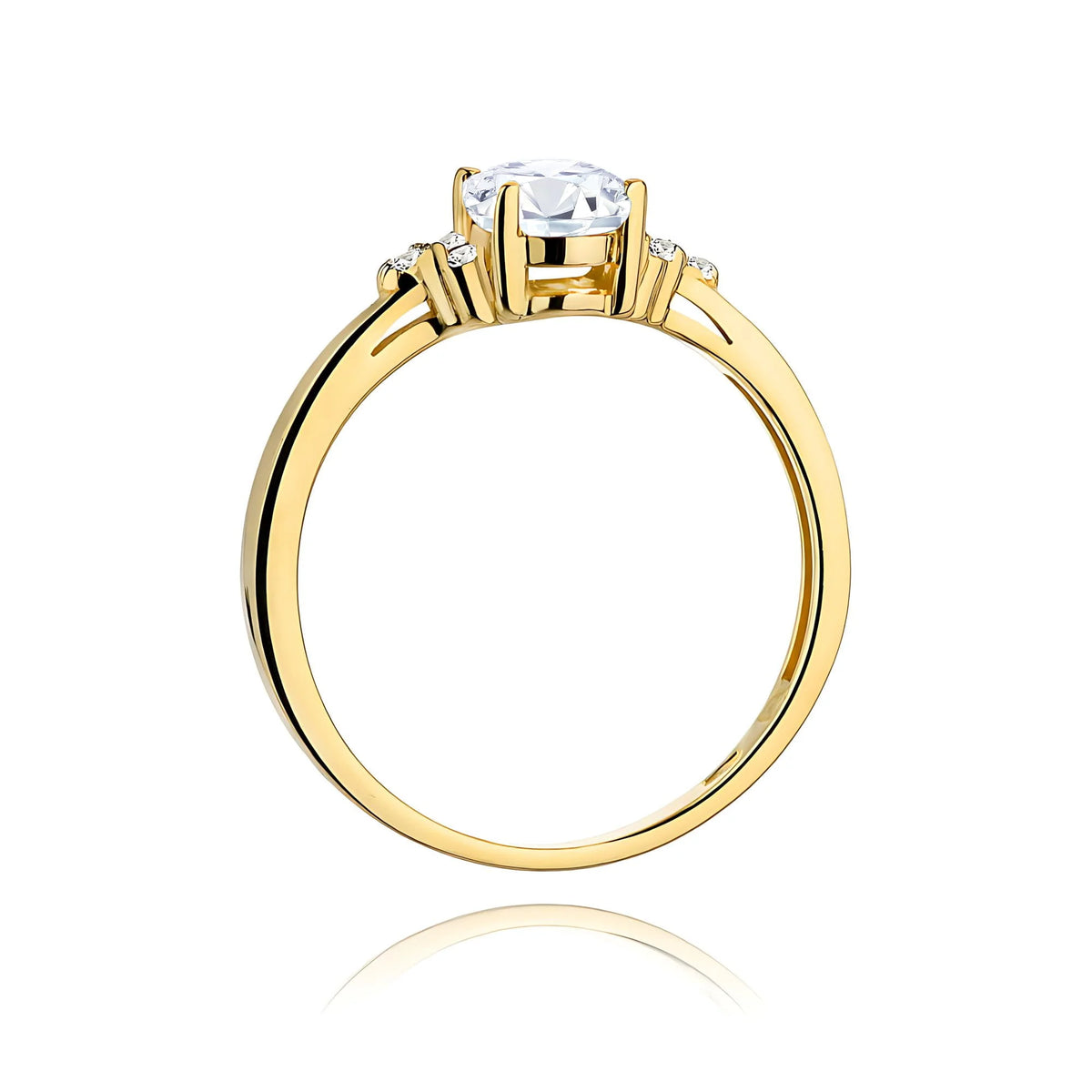 Ring aus 14-karätigem (585) Gold mit 0,70 ct und 0,052 ct Labor-Diamanten. Wird in einer eleganten Schachtel geliefert, die sich perfekt als Geschenk eignet.