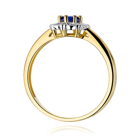 14k (585) Gold Ring | 0.70ct Sapphire and 0.069ct Diamonds | GREMARI Jewelry
