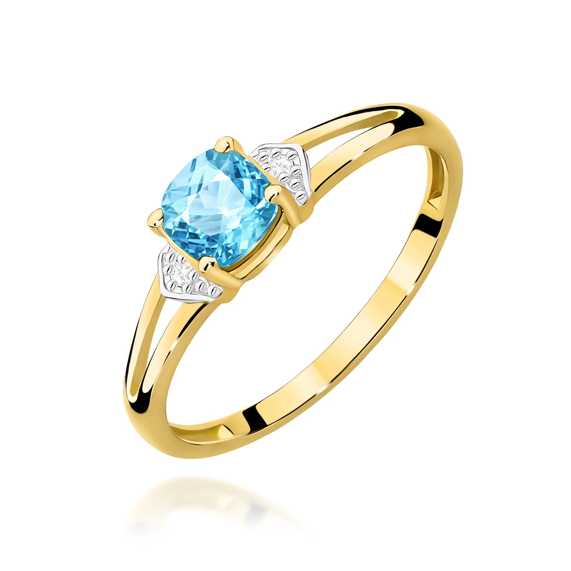 14k (585) Gold Ring | 0.70ct Topaz and 0.01ct Diamonds | GREMARI Jewelry
