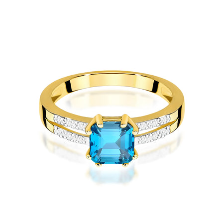 14k (585) Gold Rings | 1.10ct Topaz and 0.06ct Diamonds | GREMARI Jewelry
