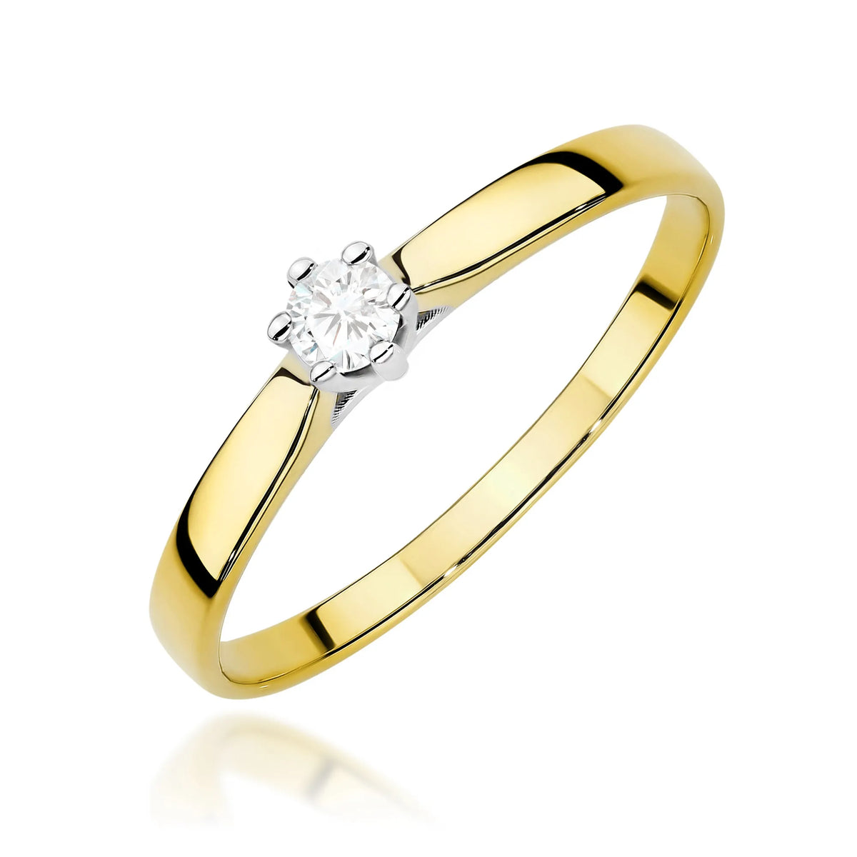 Gold 14k(585) ring with 0,10ct lab diamond.  Is packaged in an elegant box, which is perfect for a gift.