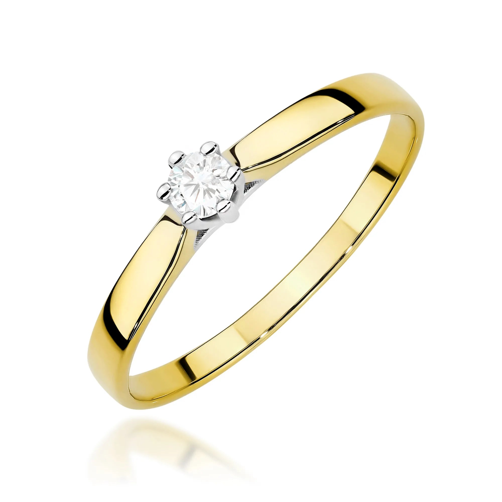Gold 14k(585) ring with 0,10ct lab diamond.  Is packaged in an elegant box, which is perfect for a gift.