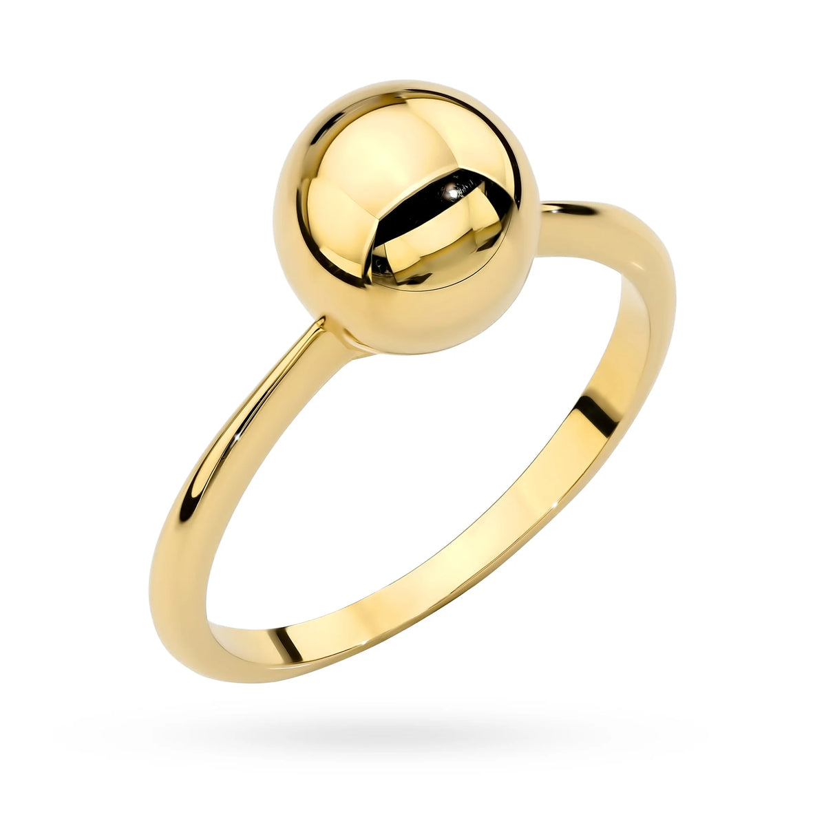 Goldring 14 Karat (585) mit kugelförmigem Design. Wird in einer eleganten Schachtel verpackt, die sich hervorragend als Geschenk eignet.