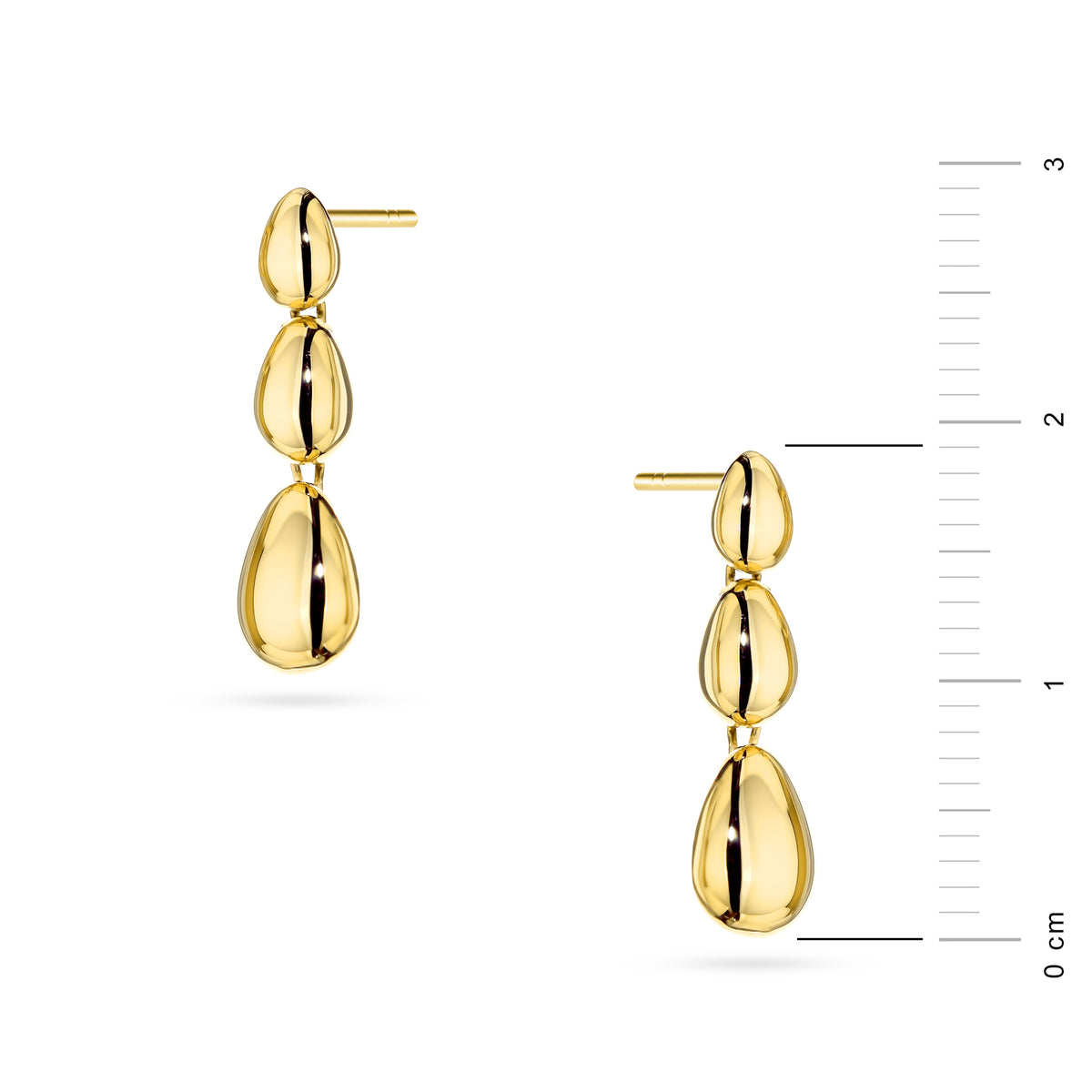 14 Karat Gold Ohrstecker in ovaler Tropfenform. Gremari Goldohrringe werden in einer eleganten Schachtel geliefert.