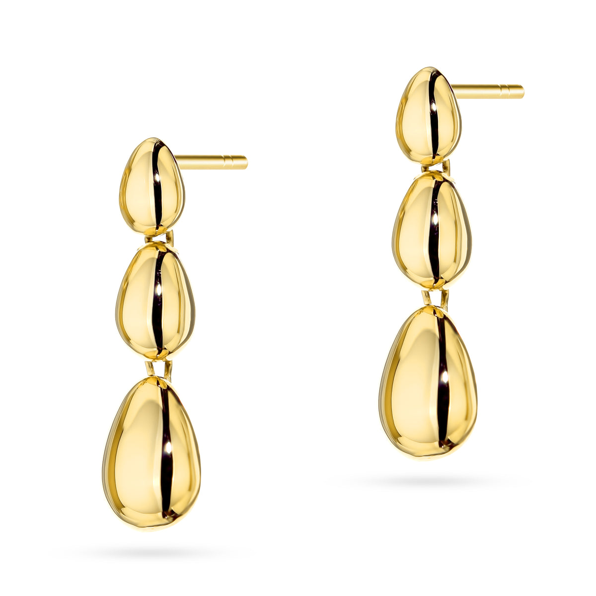 14 Karat Gold Ohrstecker in ovaler Tropfenform. Gremari Goldohrringe werden in einer eleganten Schachtel geliefert.