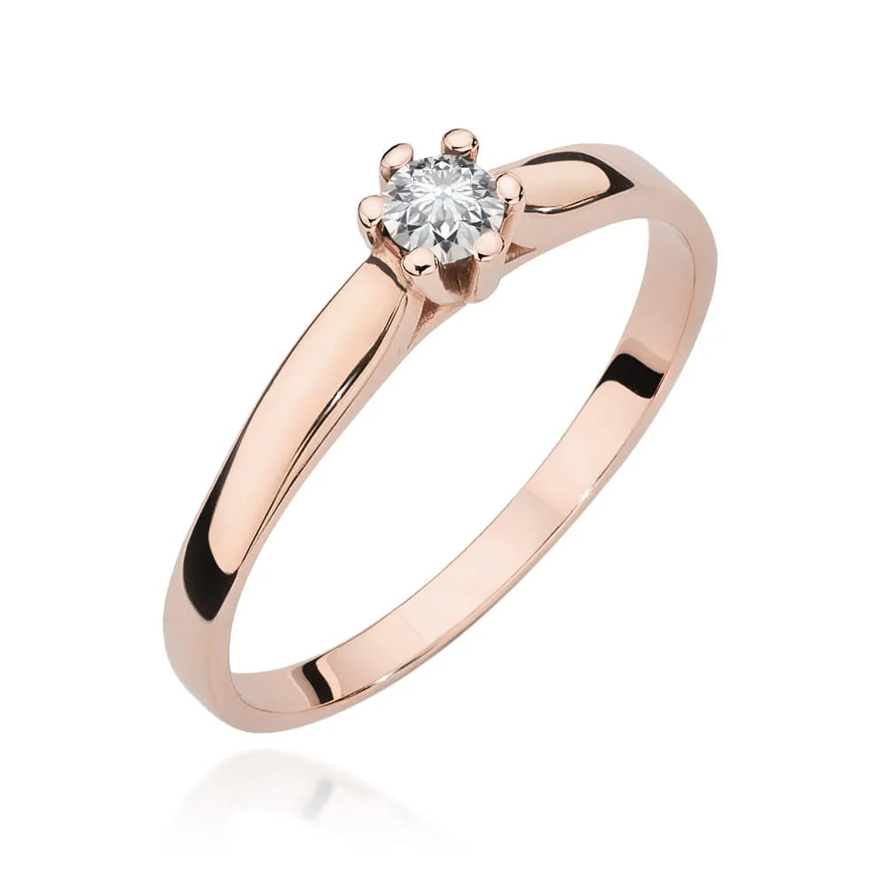 Verlobungsring aus 14 Karat Roségold mit Diamant | 0,15 ct Brillantschliff-Diamant | Eleganter Schmuck für Damen als Geschenk