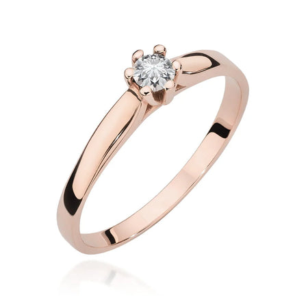 Verlobungsring aus 14 Karat Roségold mit Diamant | 0,15 ct Brillantschliff-Diamant | Eleganter Schmuck für Damen als Geschenk