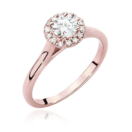 Rose Gold 14k(585) ring with 0,40ct diamond and side diamonds 0,12ct.  Perfect for a gift.
