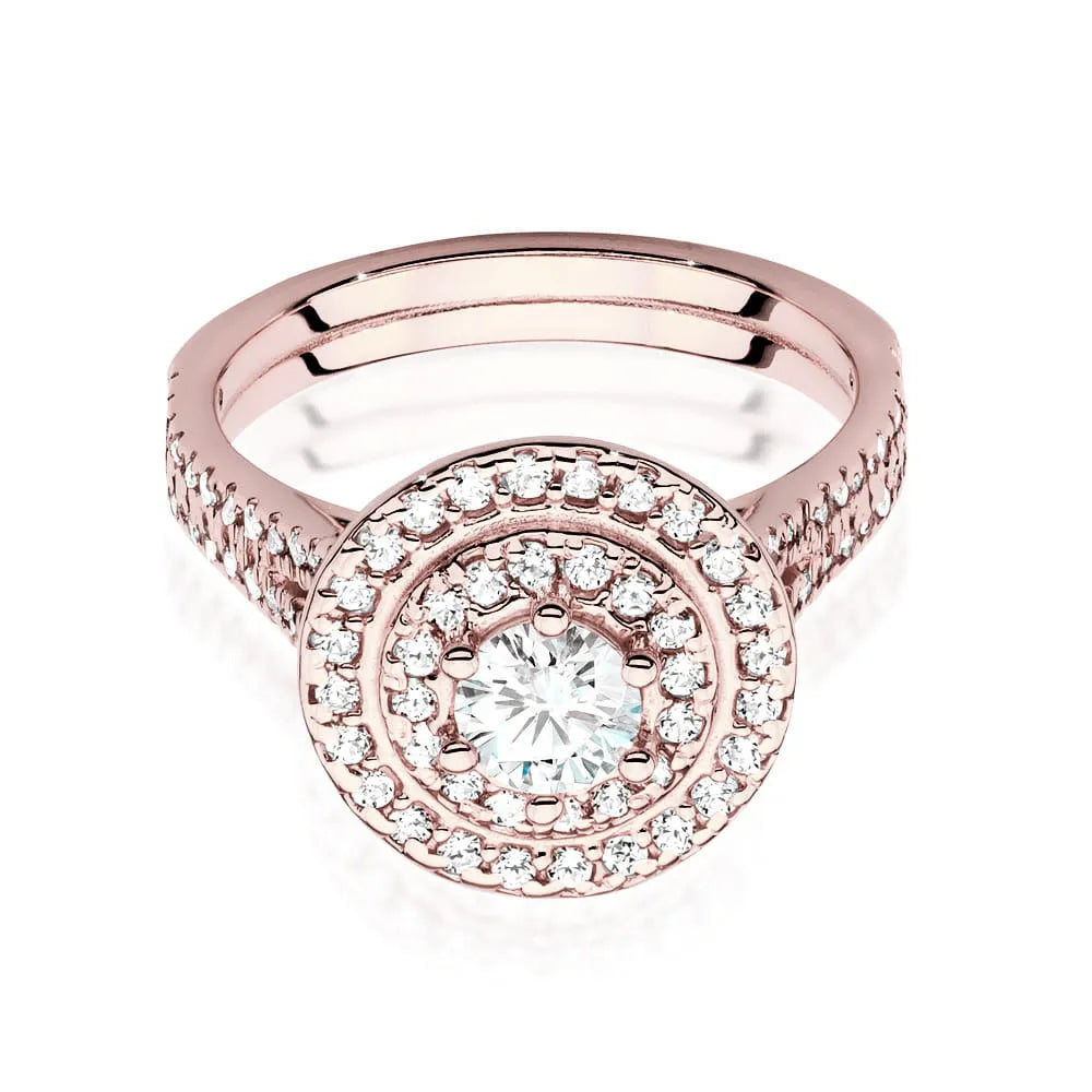 Rose Gold 14k(585) earrings with 0,40ct diamond and sideline 0,613ct diamonds. Is packaged in an elegant box, which is perfect for a gift.
