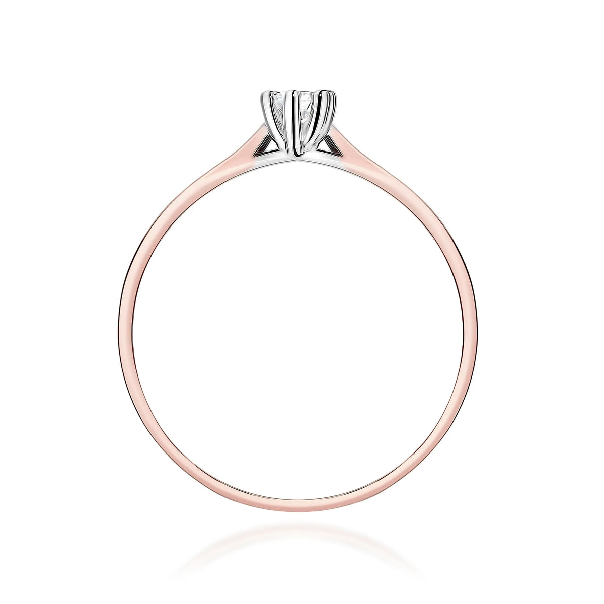 Rose Gold 14k(585) ring with 0,10ct lab diamond.  Is packaged in an elegant box, which is perfect for a gift.