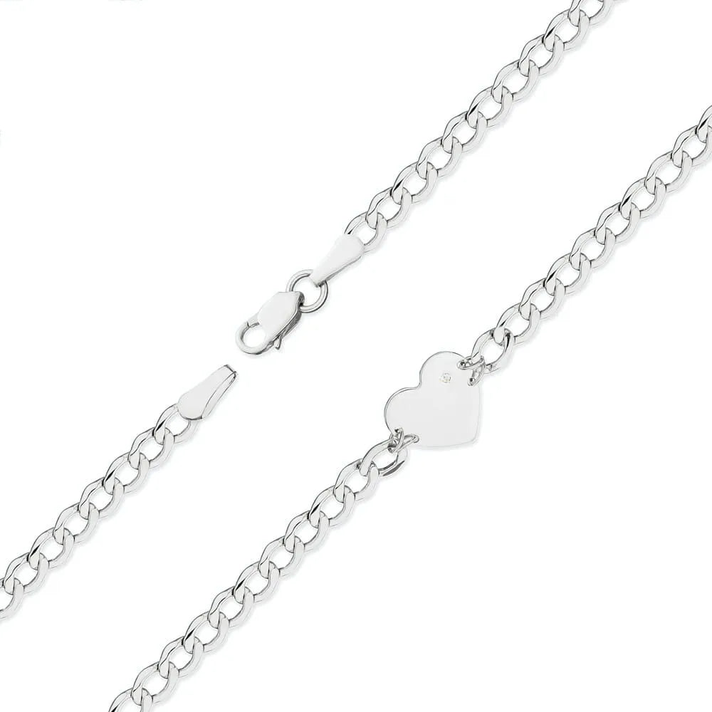 Dieses Armband aus Weißgold mit einem 0,005 ct Diamanten verkörpert zeitlose Schönheit. Eingefasst in 14 Karat (585) Weißgold, vereint dieser Edelstein Eleganz und Beständigkeit. Es ist perfekt als Geschenk geeignet.