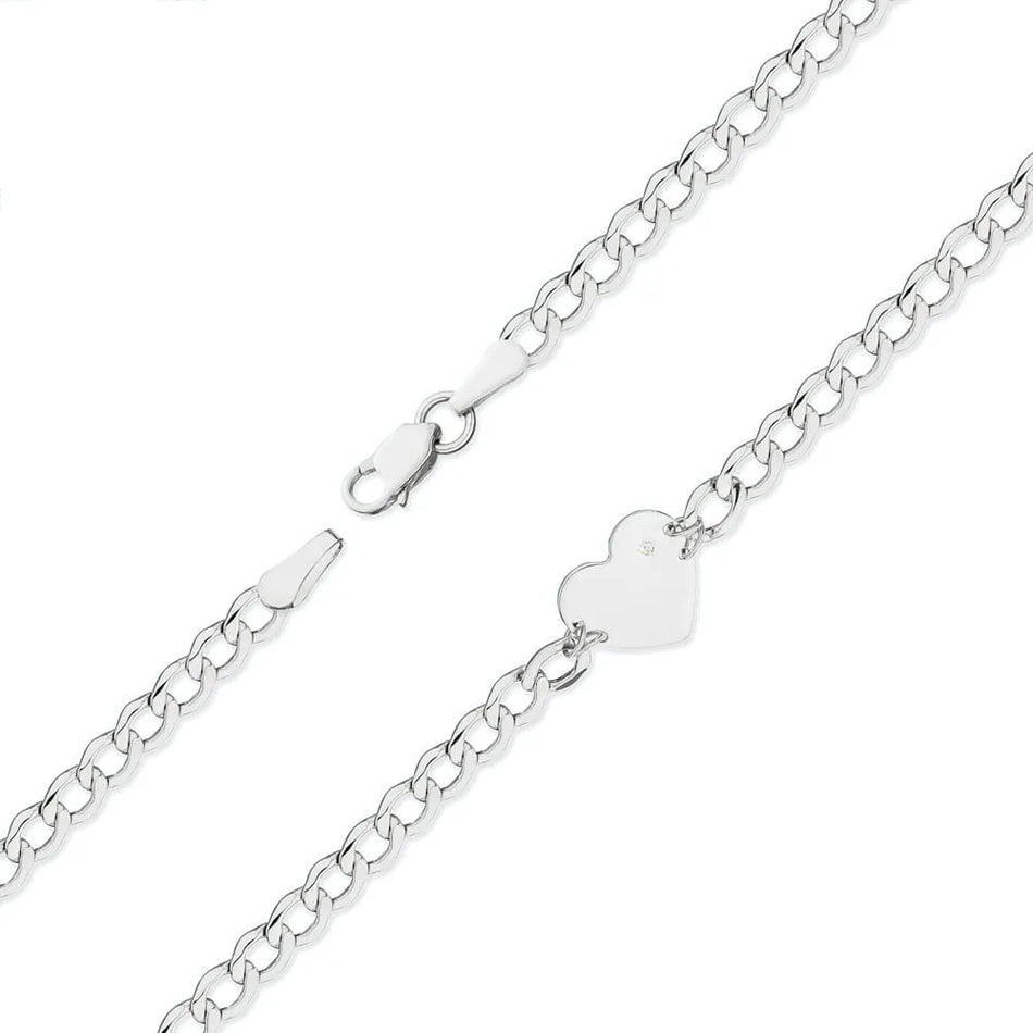Dieses Armband aus Weißgold mit einem 0,005 ct Diamanten verkörpert zeitlose Schönheit. Eingefasst in 14 Karat (585) Weißgold, vereint dieser Edelstein Eleganz und Beständigkeit. Es ist perfekt als Geschenk geeignet.