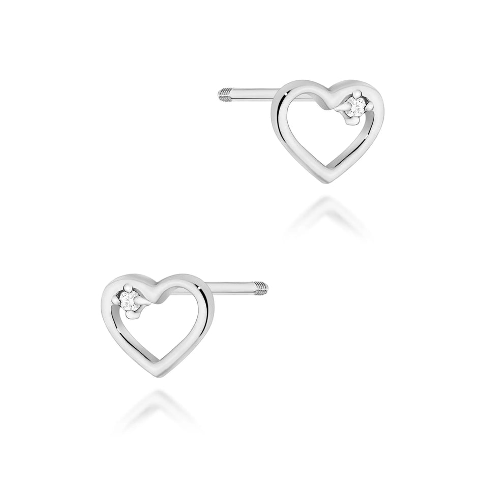 14k (585) White Gold Earrings | 0.01ct Diamonds | GREMARI Jewelry