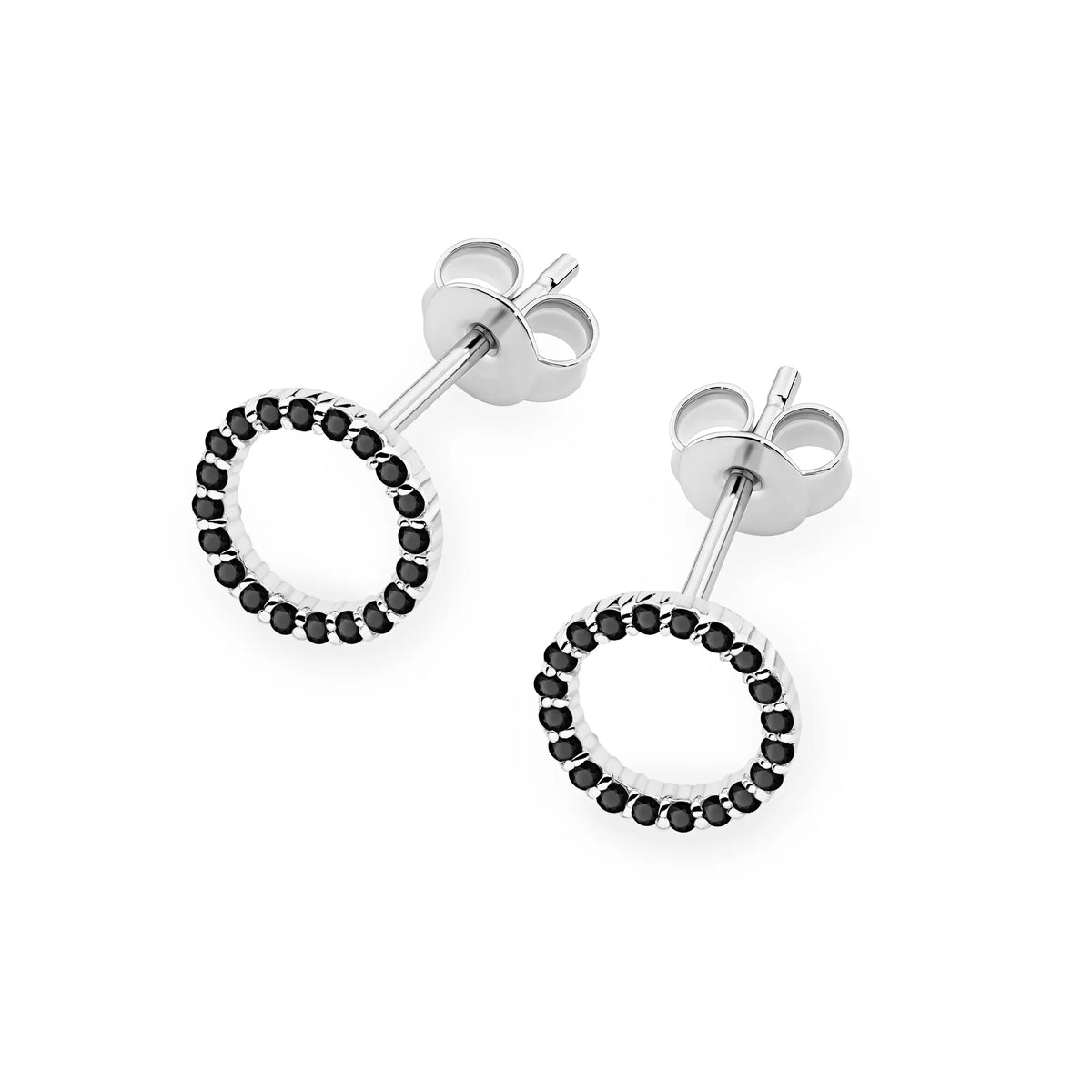 14k (585) White Gold Earrings | Black Diamonds | GREMARI Jewelry
