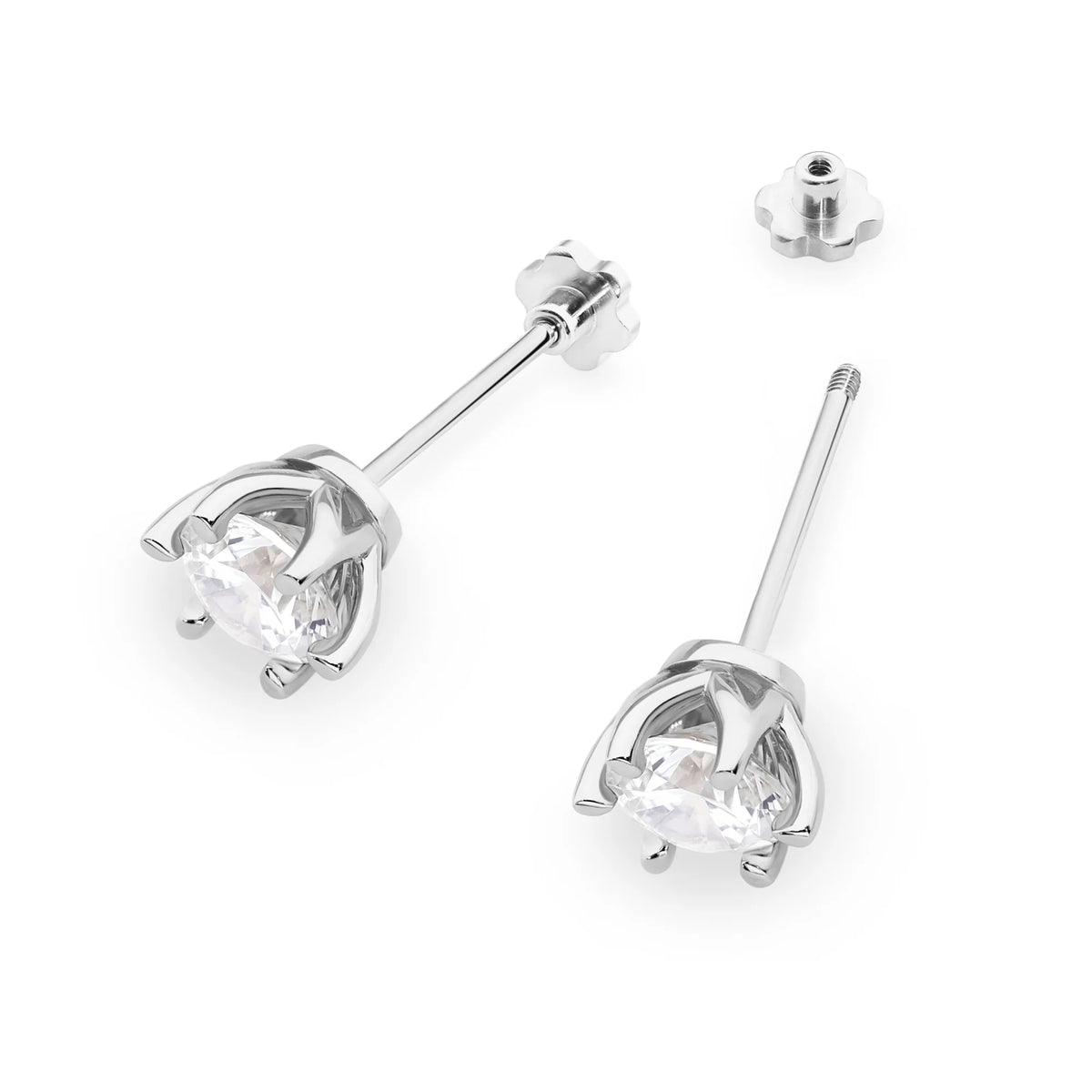 These 14-carat white gold earrings with 2 lab-diamonds, each with a mass of 1.00ct, are an exclusive accessory.