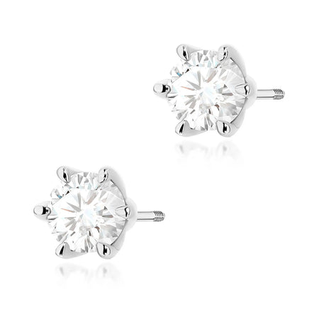 These 14-carat gold earrings with 2 lab-diamonds, each with a mass of 1.00ct, are an exclusive accessory.