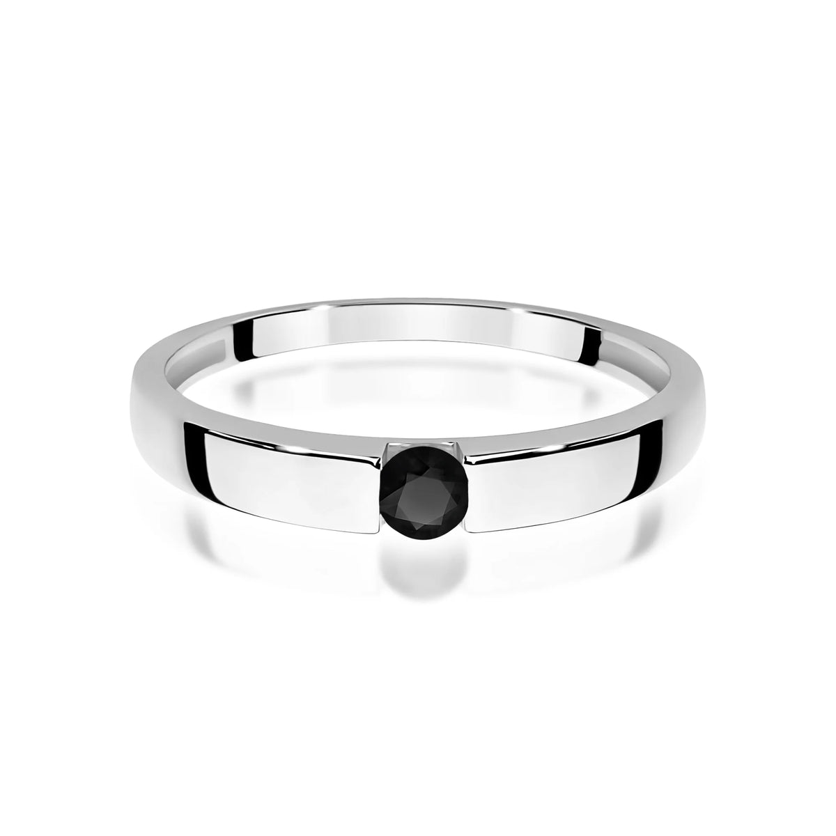 14k (585) White Gold Rings | 0.12ct Black Diamond | GREMARI Jewelry