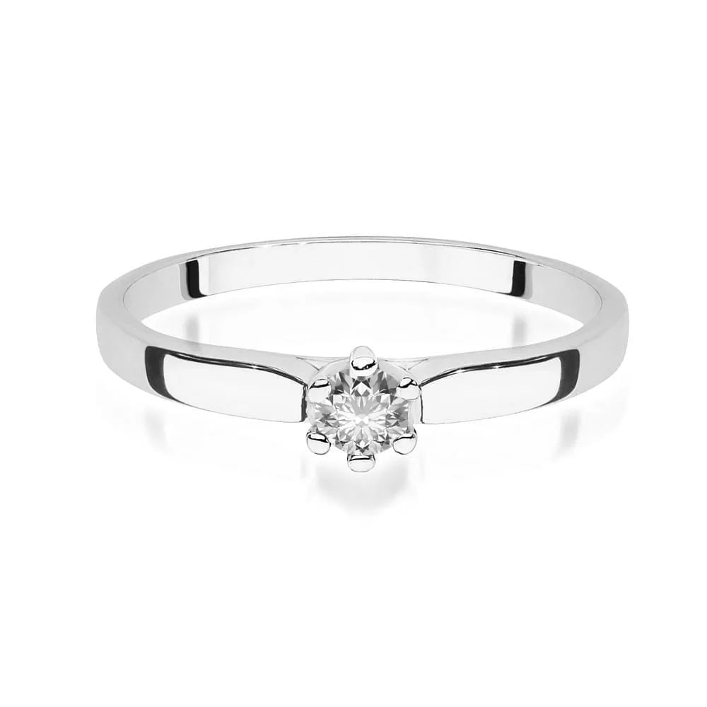 Verlobungsring aus 14 Karat Weißgold mit Diamant | 0,15 ct Brillantschliff-Diamant | Elegantes Schmuckstück als Geschenk für Damen