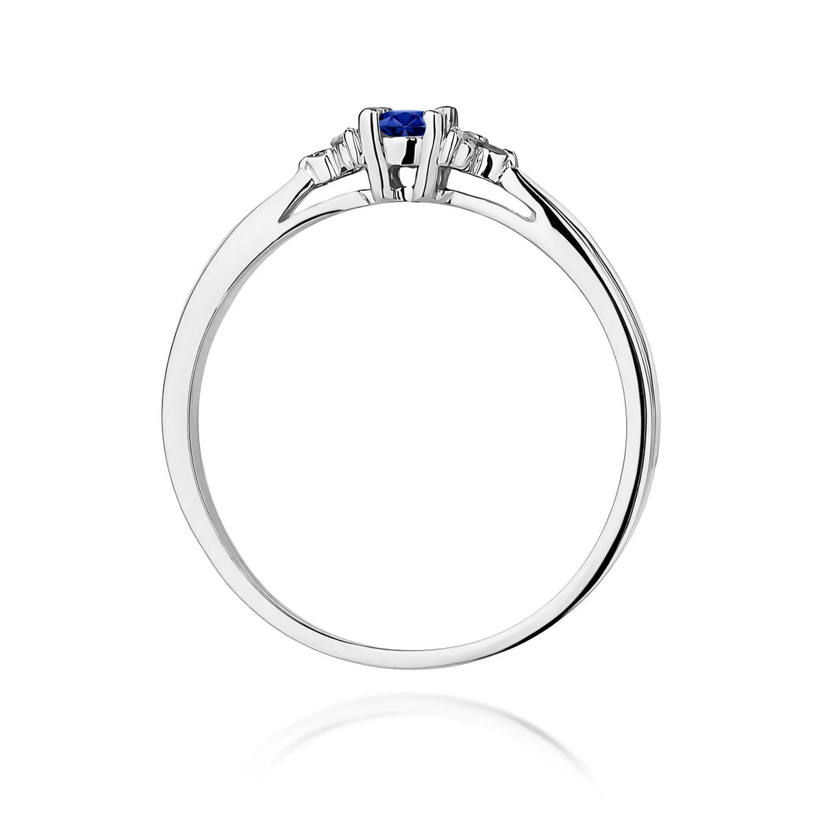 14k (585) White Gold Rings | 0.15ct Sapphire and 0.03ct Diamonds | GREMARI Jewelry